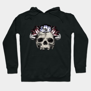 Skull with Tulip Flower Crown - CreateArtHistory Hoodie